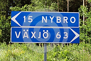 Nybro - Vaxjo signpost