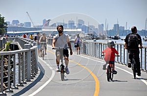 NYC: Bicyclists on Hudson River Bike Path