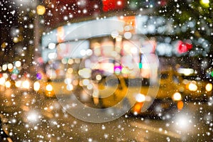 NYC Blur Taxis Snow Night Lights