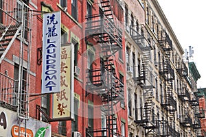 NYC Old Tenement Apartment Buildings in Chinatown District New York City