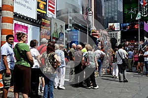 NYC: People Waiting on Line at TKTS Booth