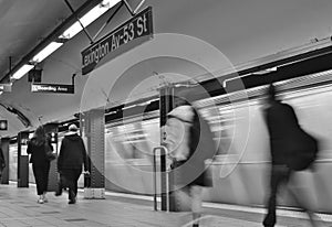 NYC Rush Hour Subway Platform NewYork Commuters in the City