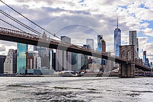 NYC Skyline from Brooklyn Bridge Park in Brooklyn, New York, USA