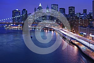 NYC skyline and FDR traffic photo