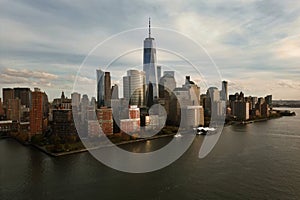 NYC skyline from Jersey over the Hudson River with the skyscrapers. Manhattan, Midtown, NYC, USA. Business district NYC