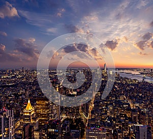 NYC skyline at sunset from Empire State Building