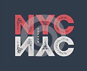 NYC t-shirt and apparel design with textured lettering.