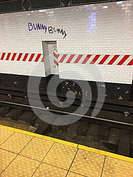 NYC urban underground subway platform