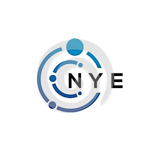 NYE letter technology logo design on white background. NYE creative initials letter IT logo concept. NYE letter design photo