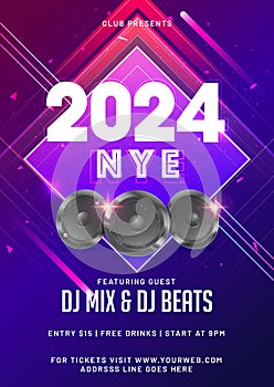 2024 NYE (New Year Eve) with Woofer on Abstract Purple Background with Time and Venue photo