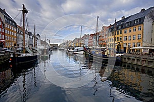 Nyhavn channel, in Copenhagen. Denmark