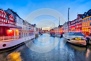 Nyhavn with colorful facades of old houses in Copenhagen, Denmark