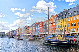 Nyhavn Copenhagen canal houses and ships in Denmark Europe