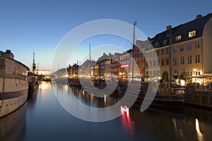 Nyhavn harbor by night, Copehagen