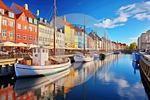 Nyhavn is one of the most beautiful canals in Copenhagen, Denmark. Amazing historical city center. Nyhavn New Harbour canal and