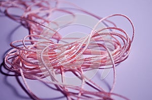 Nylon cord. Peach colour. Materials for needlework. Cord for macrame and bracelets.