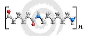 Nylon 3D molecular structure, repeating of amide