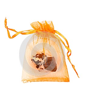 Nylon gift bag with black Tourmaline Point & Babies Nestled in Feldspar From Brazil