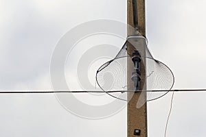 Nylon mesh at electric pole for protect animals climbing