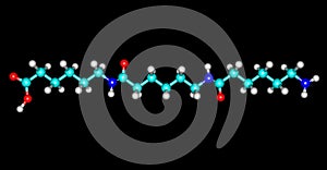 Nylon molecular structure isolated on black background