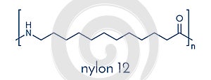 Nylon 12 polymer, chemical structure. Skeletal formula.