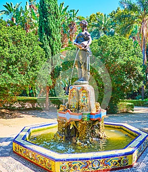 Nymph fountain in Malaga park, Spain photo