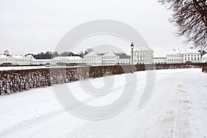 Nymphenburg Castle in winter, Munich. Germany