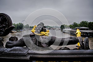 Nymphs and fames of the Alexandre bridge in Paris, France.