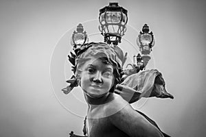 Nymphs and fames of the Alexandre bridge in Paris, France.