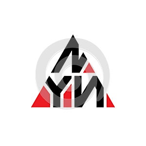 NYN triangle letter logo design with triangle shape. NYN triangle logo design monogram. NYN triangle vector logo template with red