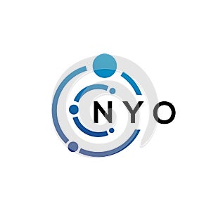 NYO letter technology logo design on white background. NYO creative initials letter IT logo concept. NYO letter design