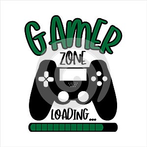 Gamer Zone loading... funny text with controller. photo