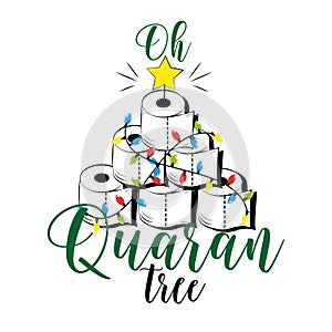 Oh Quarantree - funny toilet paper Christmas tree in covid-19 pandemic self isolated period.