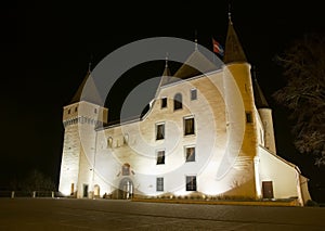 Nyon Castle by night photo