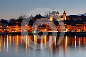 Nyon at sunset, Switzerland