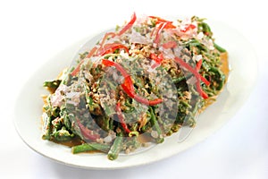 Nyona sayur paku chopped onion and chili