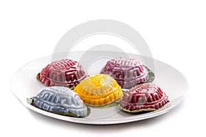 Nyonya angku kueh is traditional food prepared during festive celebration in Malaysia. Also known as red tortoise cake.