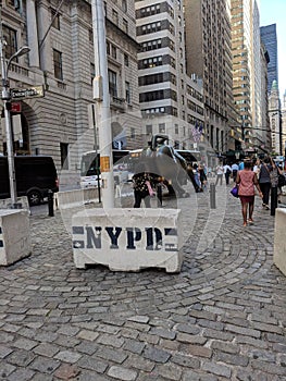NYPD barrier on Wall Street