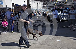 NYPD Counter-terrorism bureau K-9 dog talk during opening day Ya