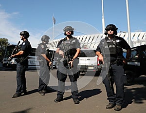 NYPD counter terrorism officers providing security