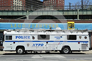 NYPD mobile command post in Brooklyn, NY
