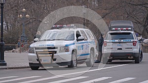 NYPD Police Cars at New York Central Park - NEW YORK CITY, USA - APRIL 2, 2017