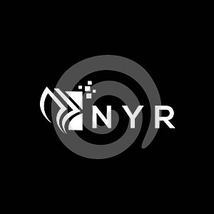 NYR credit repair accounting logo design on BLACK background. NYR creative initials Growth graph letter logo concept. NYR business