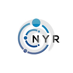 NYR letter technology logo design on white background. NYR creative initials letter IT logo concept. NYR letter design