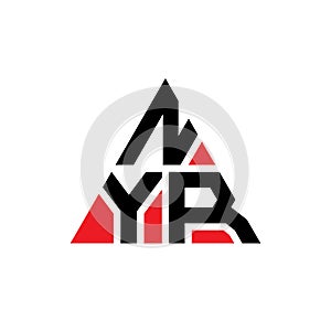 NYR triangle letter logo design with triangle shape. NYR triangle logo design monogram. NYR triangle vector logo template with red