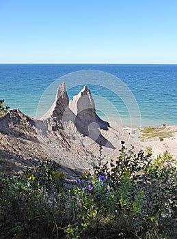 NYS Chimney Bluff State Park cliff shoreline on Lake Ontario