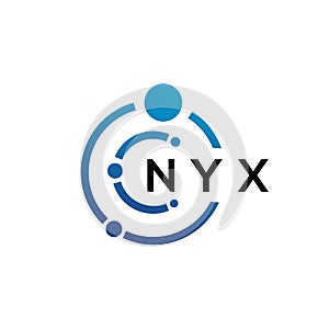 NYX letter technology logo design on white background. NYX creative initials letter IT logo concept. NYX letter design