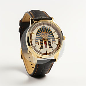 Pharaoh-inspired Watch With Cartoony Design On White Background photo