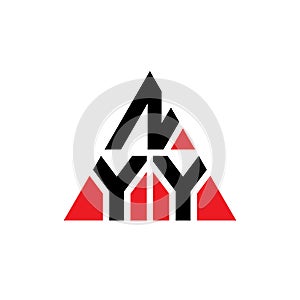 NYY triangle letter logo design with triangle shape. NYY triangle logo design monogram. NYY triangle vector logo template with red