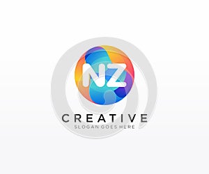 NZ initial logo With Colorful Circle template vector